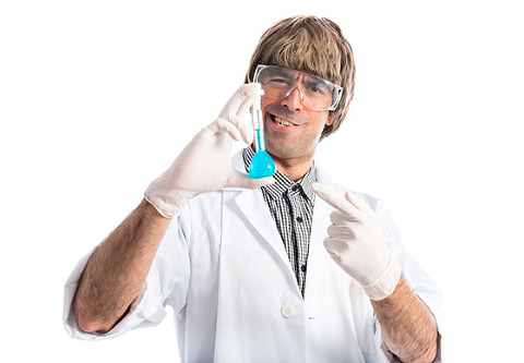 Mad Scientist holding chemicals